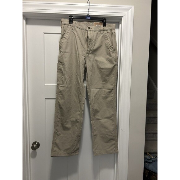 New Carhartt Men's Canvas Work Dungaree Pants Carpenter Size 36  X 32 Tan Beige - Picture 1 of 6